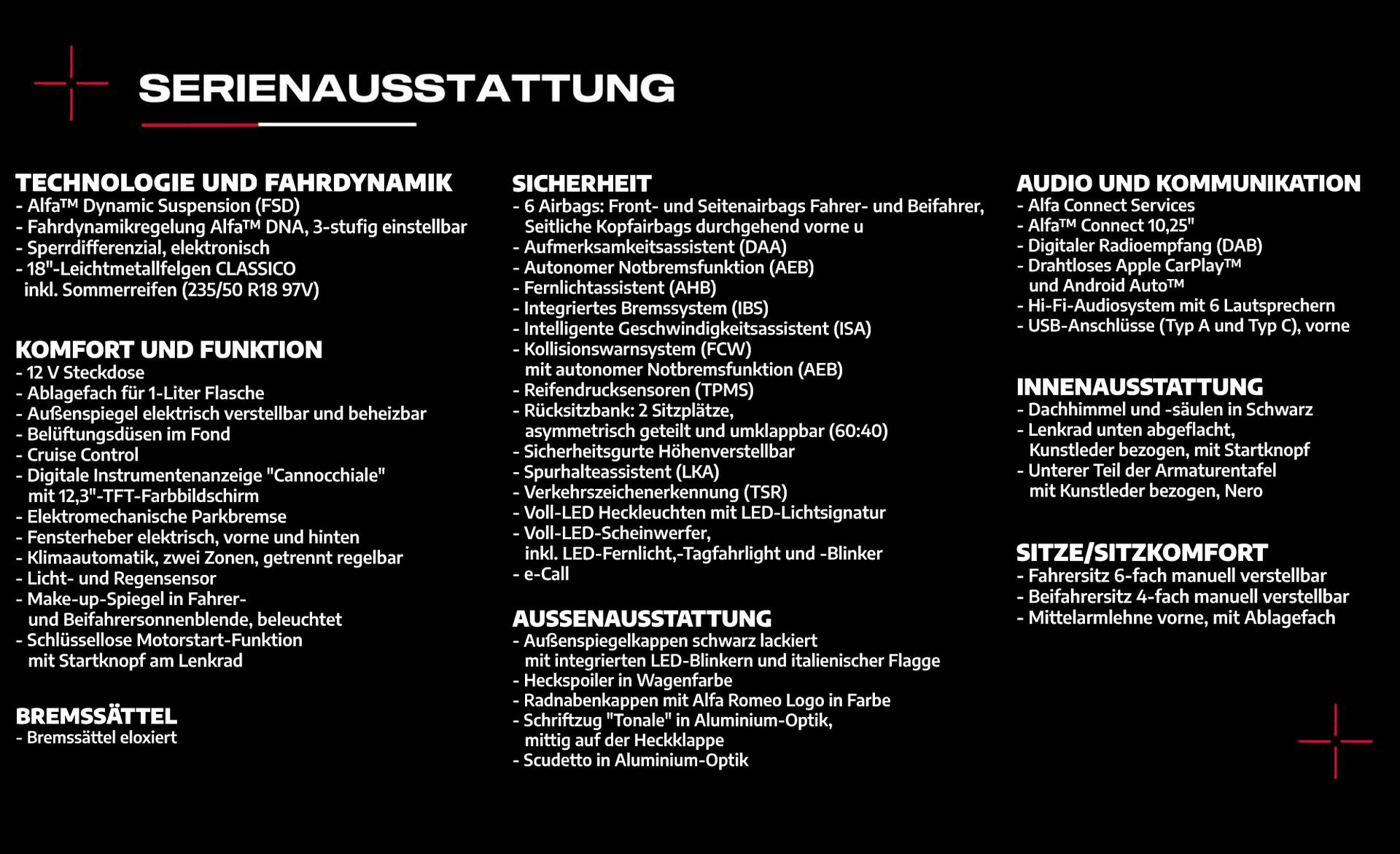 Die komplette Serienausstattung