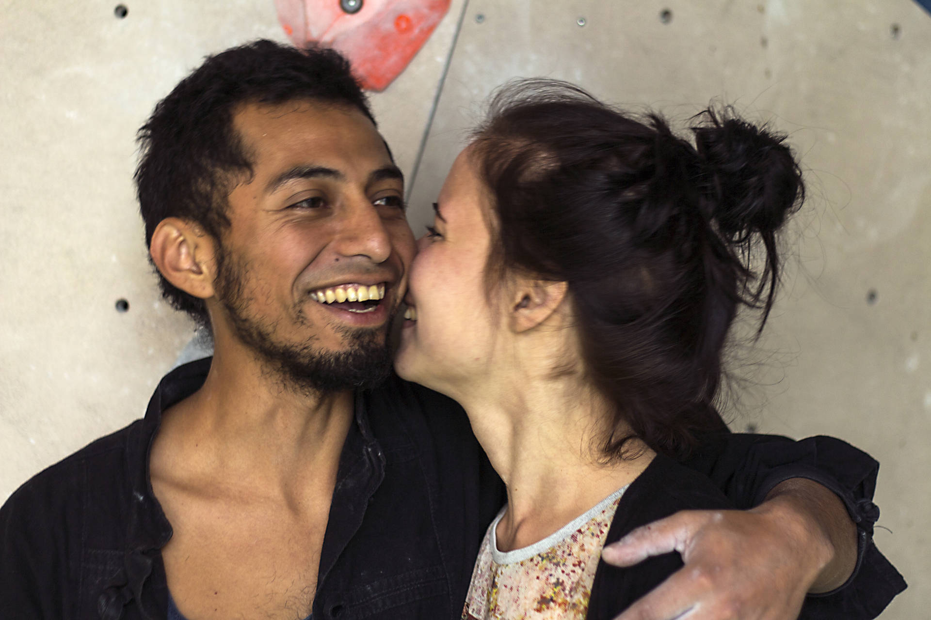Ein starkes Team: Jasmin und Jonathan sind seit zwei Jahren ein Paar - auch beim Bouldern