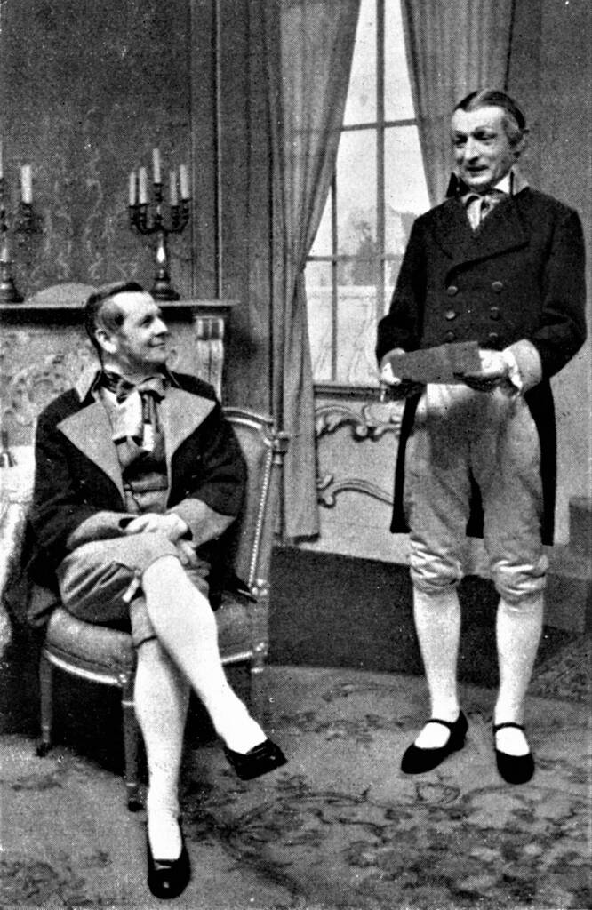 Im Lustspiel „Frauenlist und Liebe“, bekannter als „Der Damenkrieg“ von Eugène Scribe, spielte Curt Müller (rechts) am Pforzheimer Stadttheater neben Hans Meierhöfer.  Archivfoto: Spielplan 1940/1941